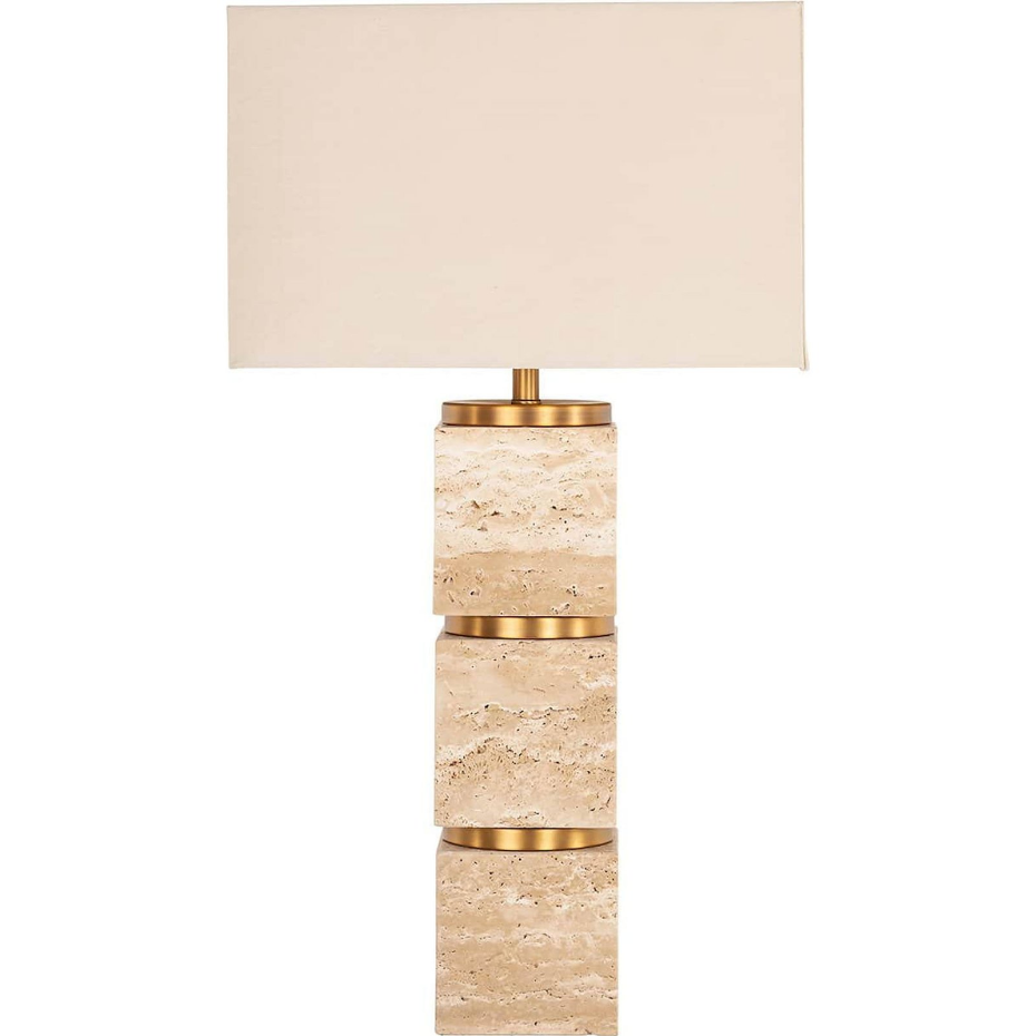 Lampe de table en pierre et fer rectangulaire