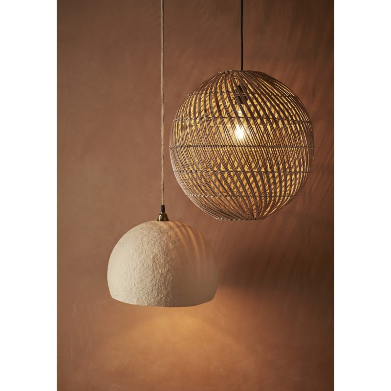 Lampe suspension ronde rotin naturel