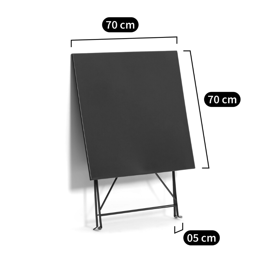 Table pliante carrée en métal fer, Ozevan