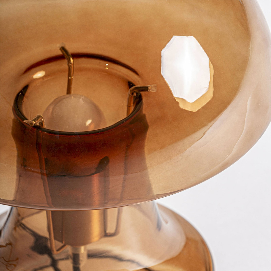 Lampe à poser en verre et acier doré