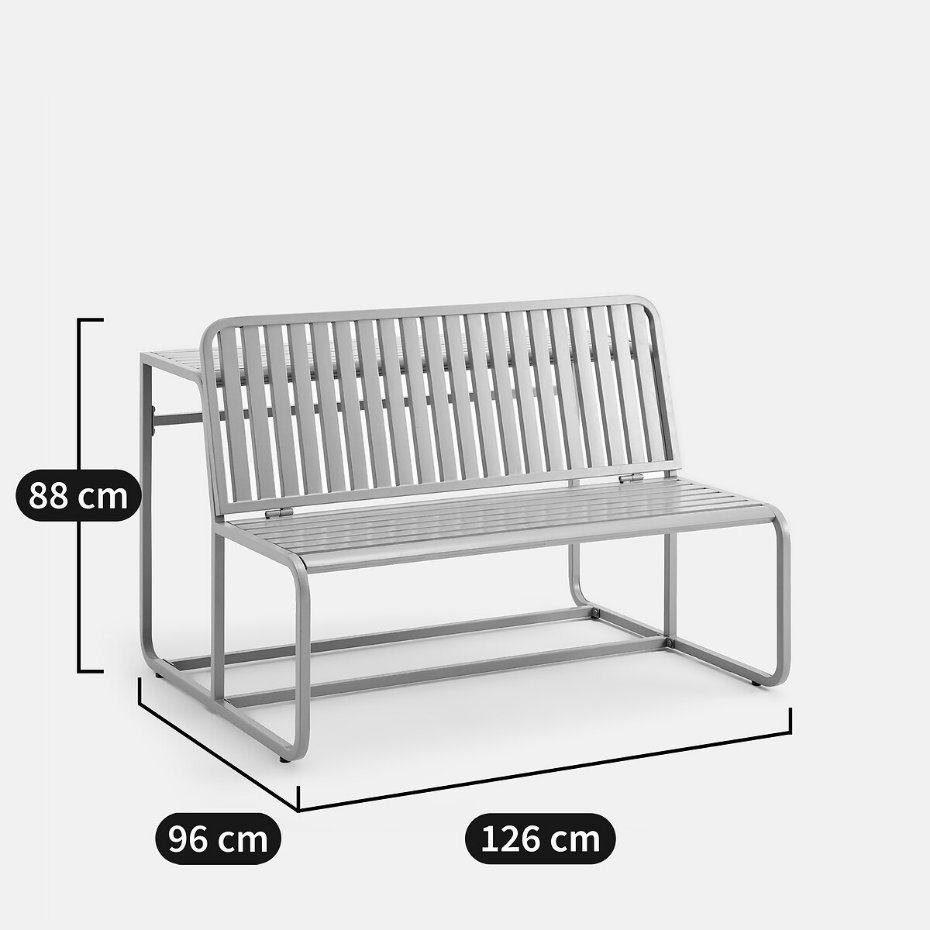 Banc-table de jardin en métal acier, TALIA