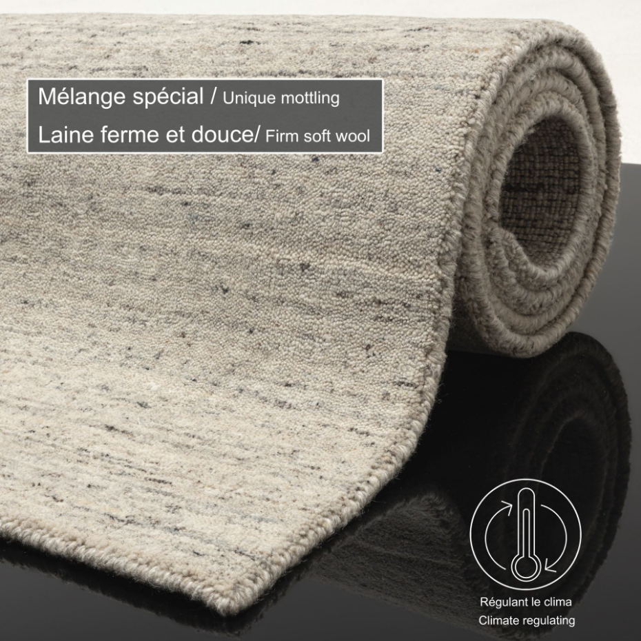 Tapis de salon UNI en laine tissé à la main - Pure