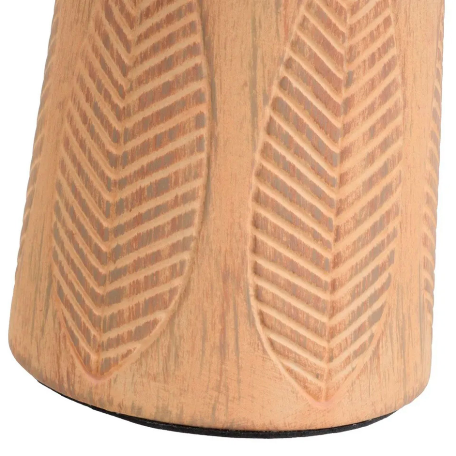 Lampe à poser en céramique terracota et abat jour beige 21x21x32cm