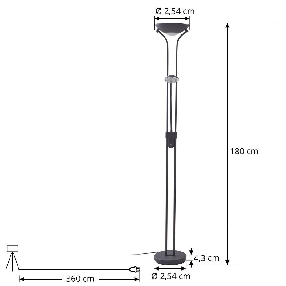 Lampadaire en métal moderneLED, Josefin