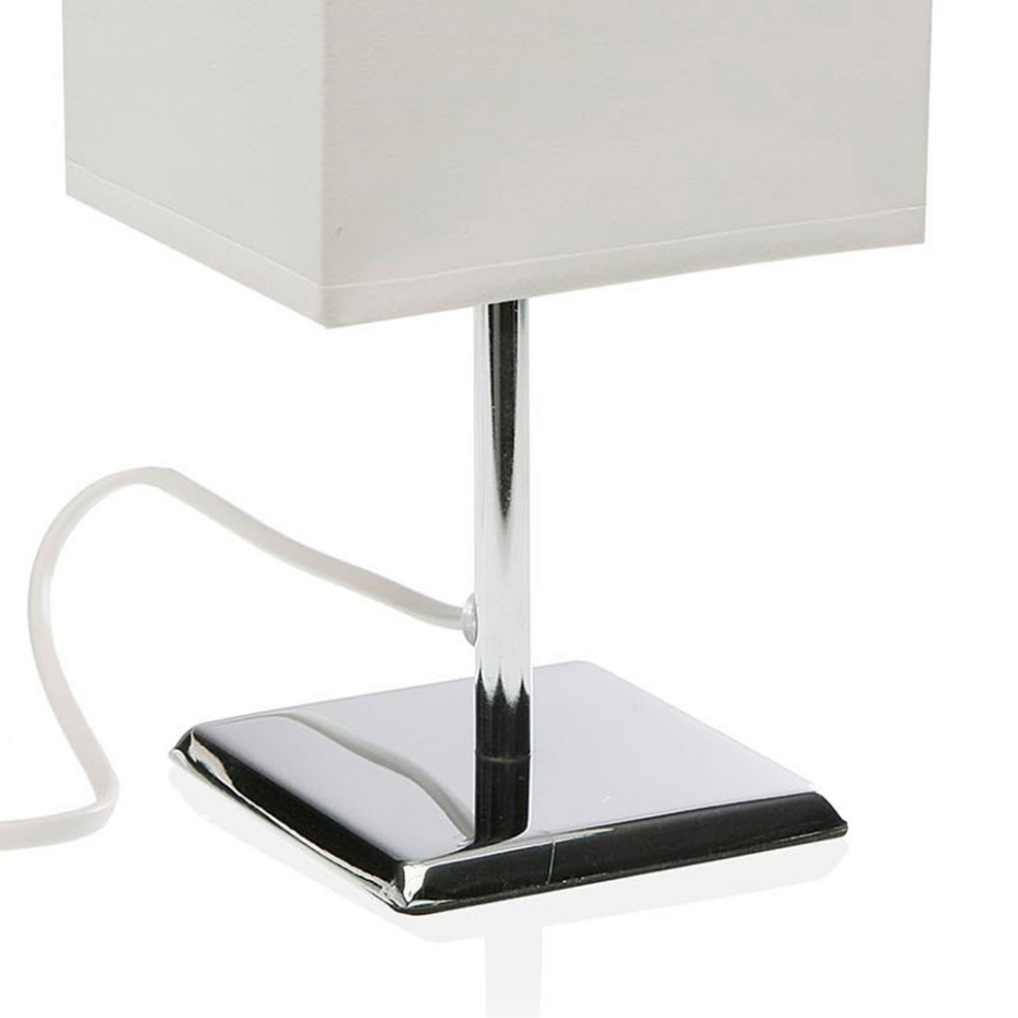 Lampe à poser en métal chromé et abat jour blanc 11x13x27.5cm