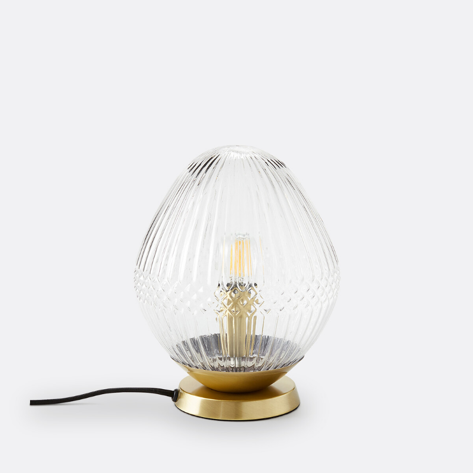Lampe à poser laiton et verre strié, Ari