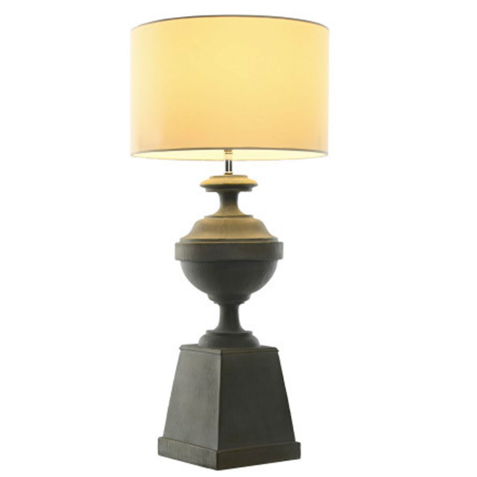 Lampe à poser classique grise et abat-jour blanc 35.5x35.5x79cm