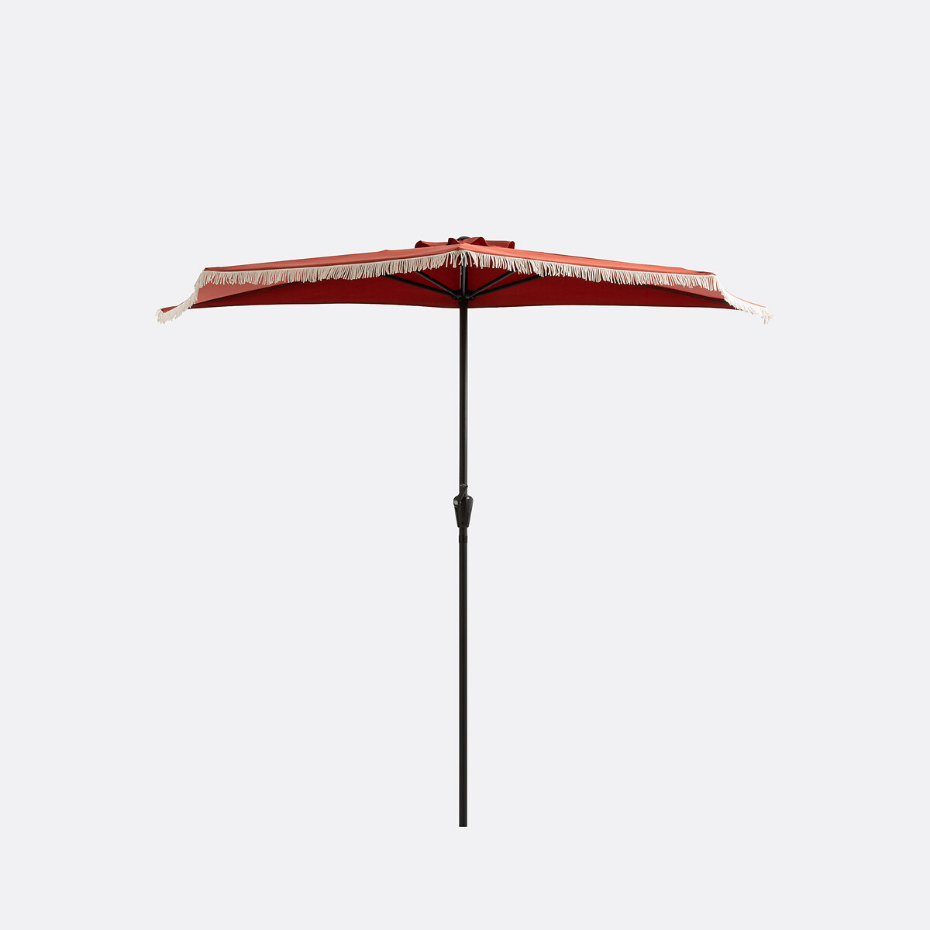 Demi-parasol de balcon à franges Medio