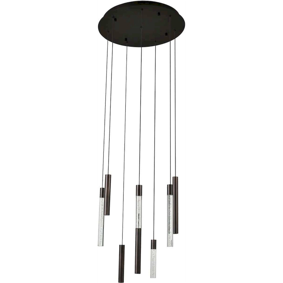 Suspension ronde en fer à huit lumières