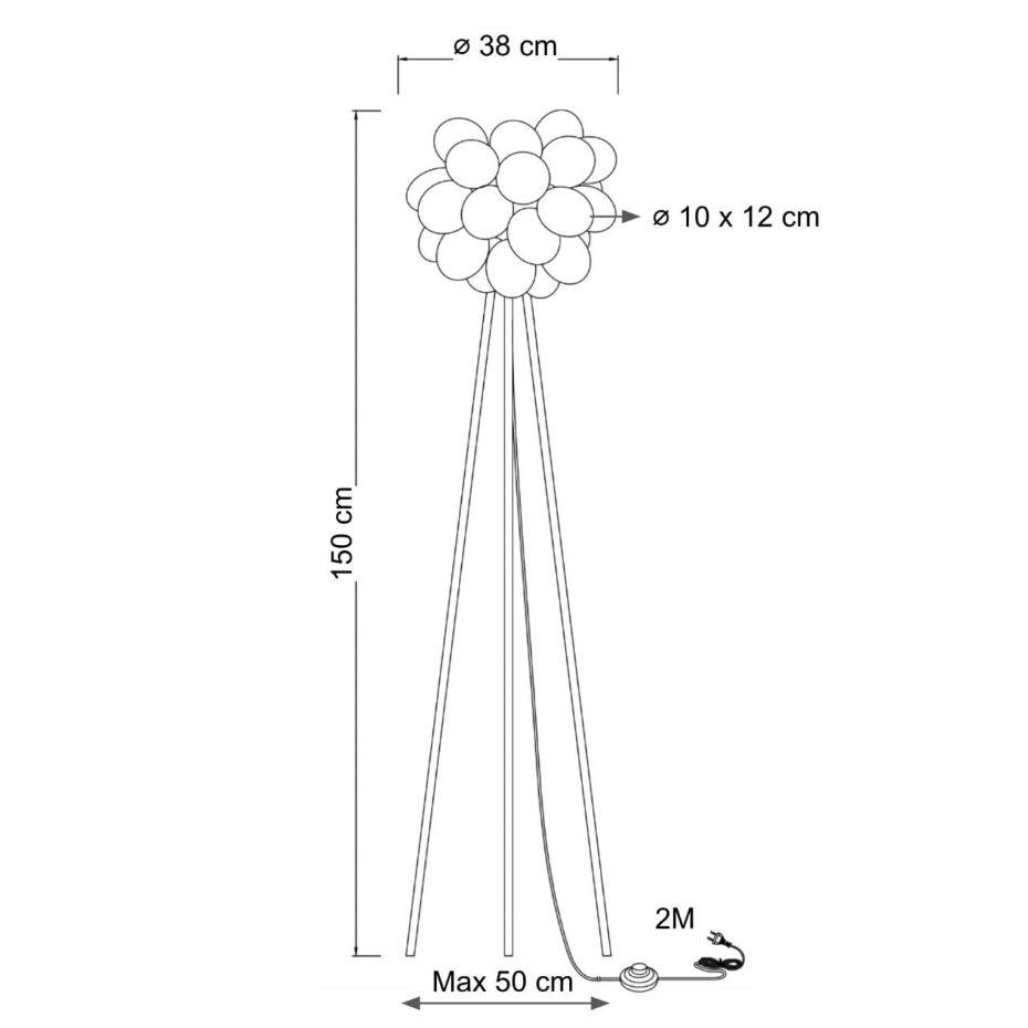 Lampadaire trépied verre soufflé - BARTALI