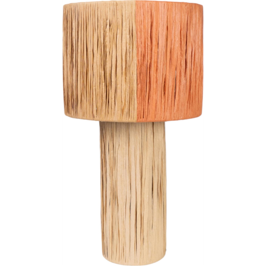 Lampe de salon en bois et corde à abat-jour rond