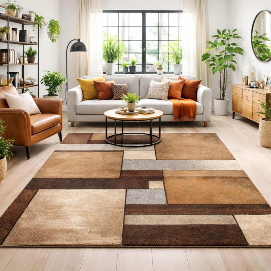 Tapis salon et chambre tissé motif géométrique LYN8 GEOME