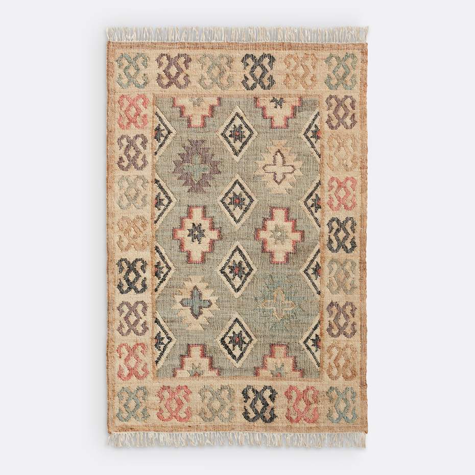 Tapis kilim jute et coton effet used, Kaliny