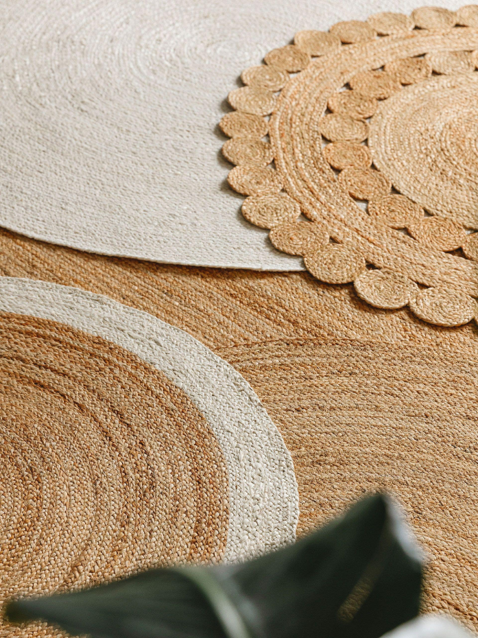 Tapis rond de jute tissé main JUTTA