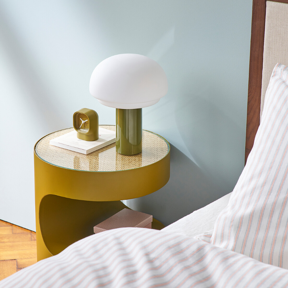 Lampe opaline et métal fer H27,5 Agathilda