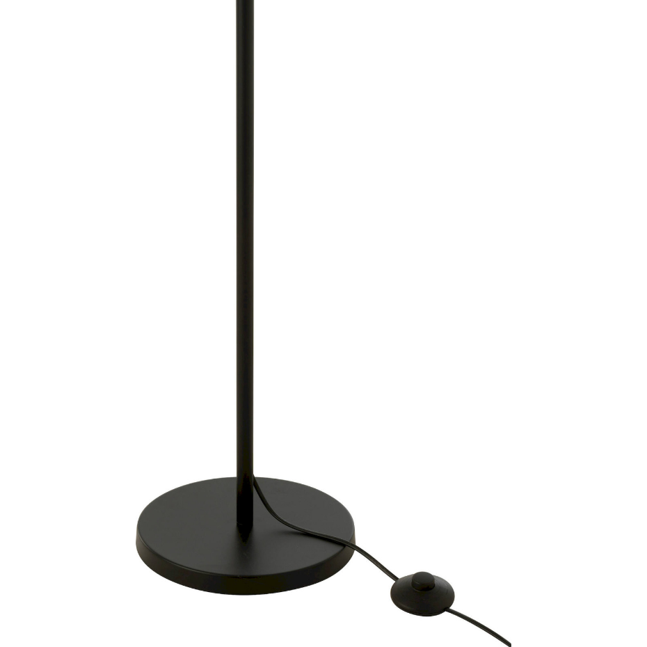 Lampadaire rond en métal et rotin