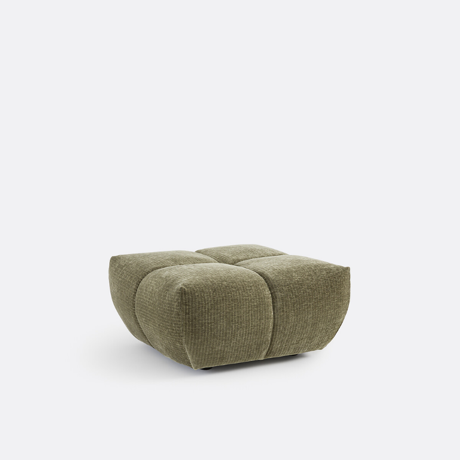 Pouf, velours côtelé vintage, L83 cm, Nuria