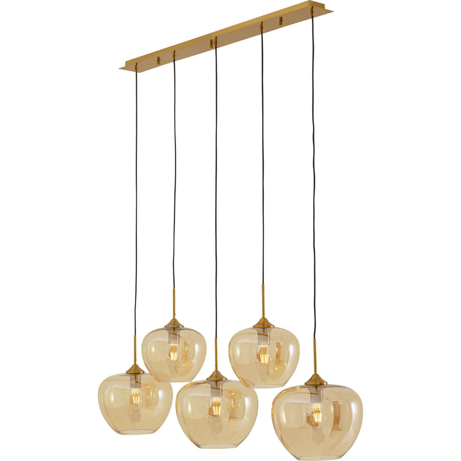 Suspension en verre et acier 5 abat-jours, SPHERE