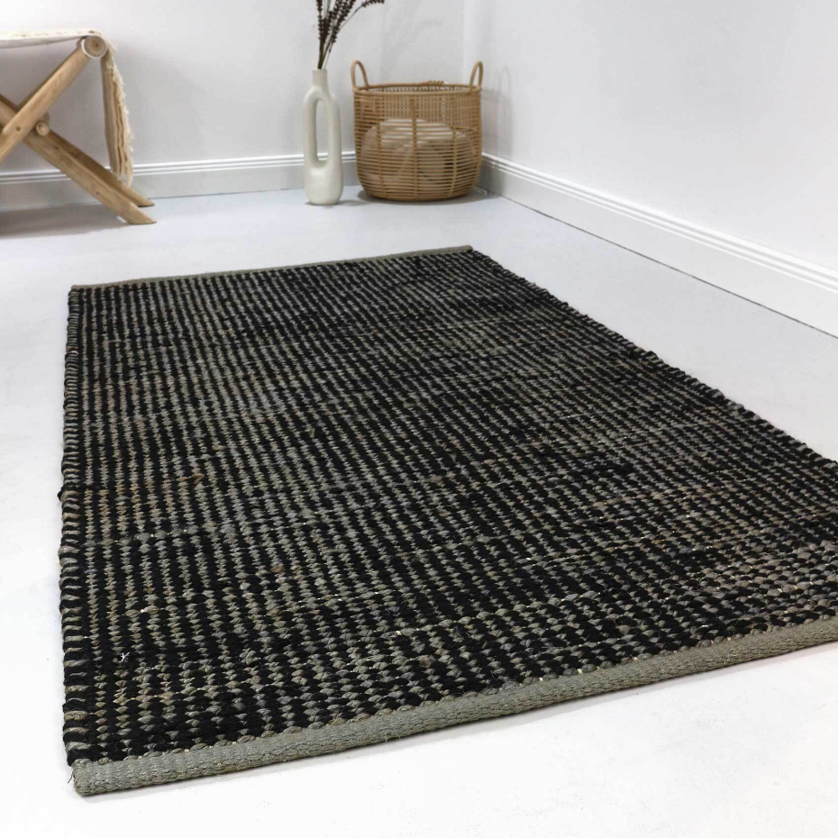 Tapis jute et laine tissé main ,  GOBI