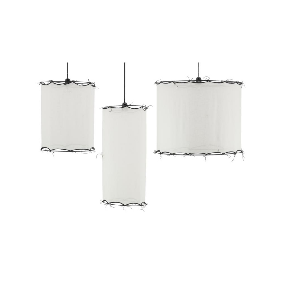Abat-jour pour suspension en coton Riad Grand Blanc