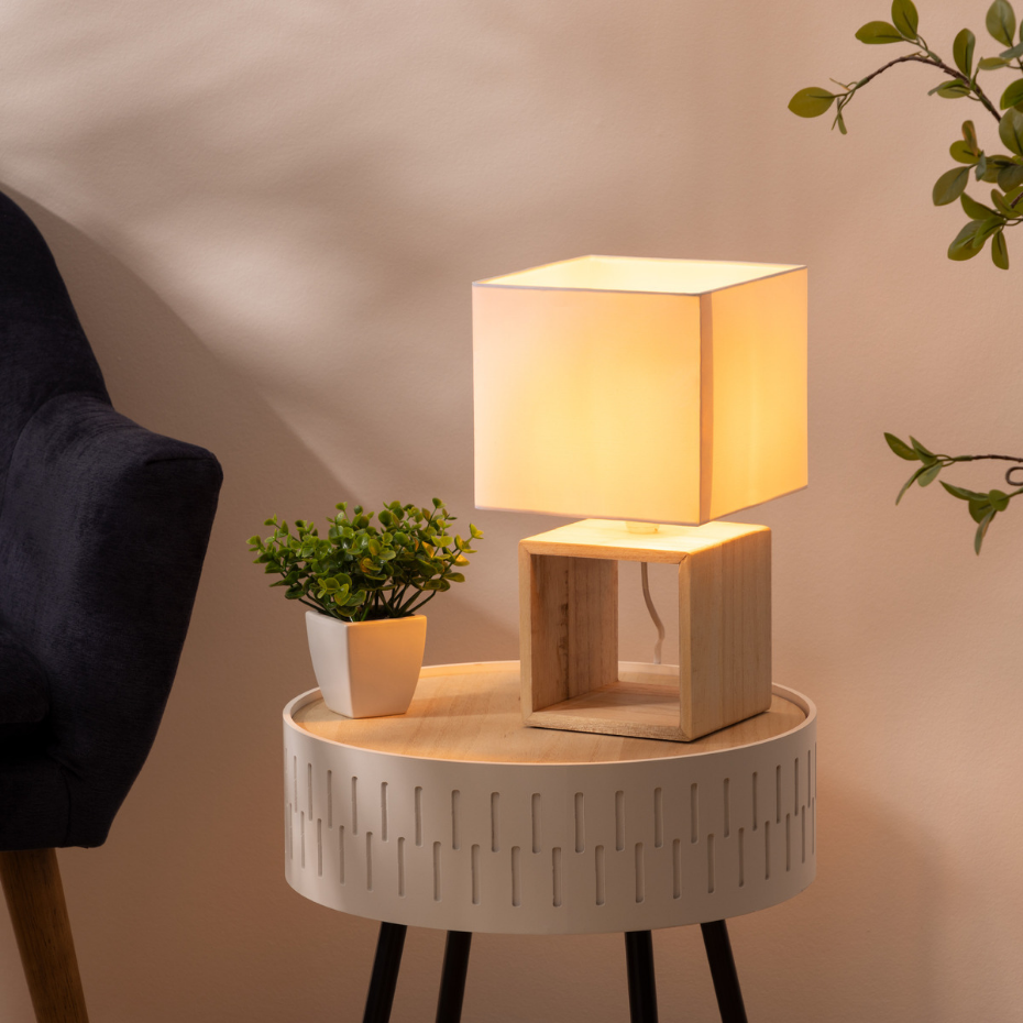 Lampe en bois cube POJO