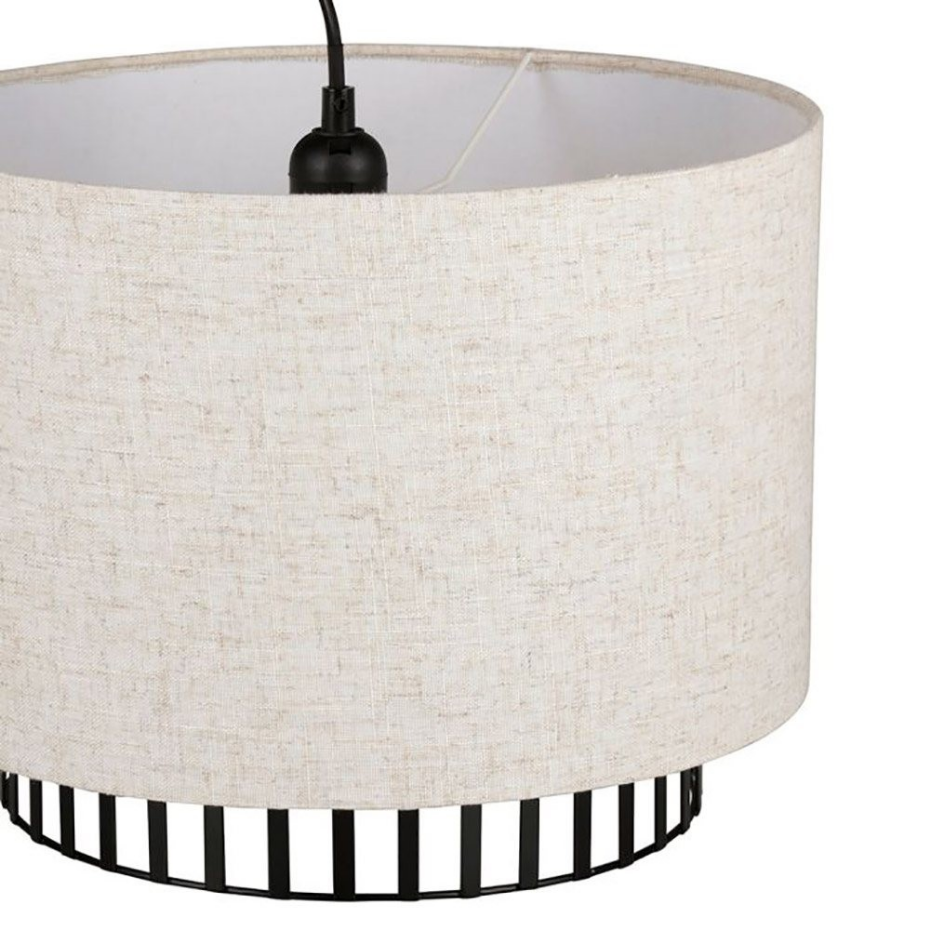 Suspension Cylindrique Métal Lin Alma Noire Beige