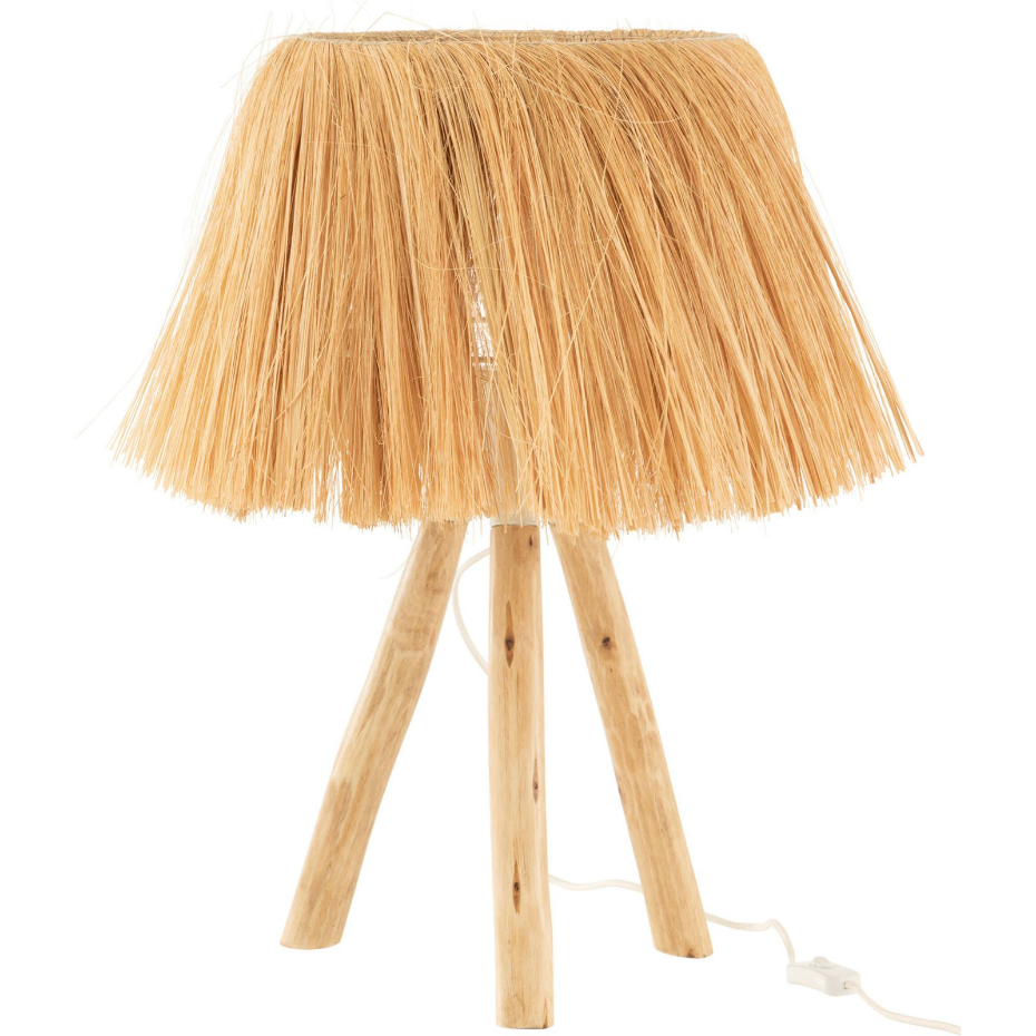 Lampe ronde en bois et fibre végétale