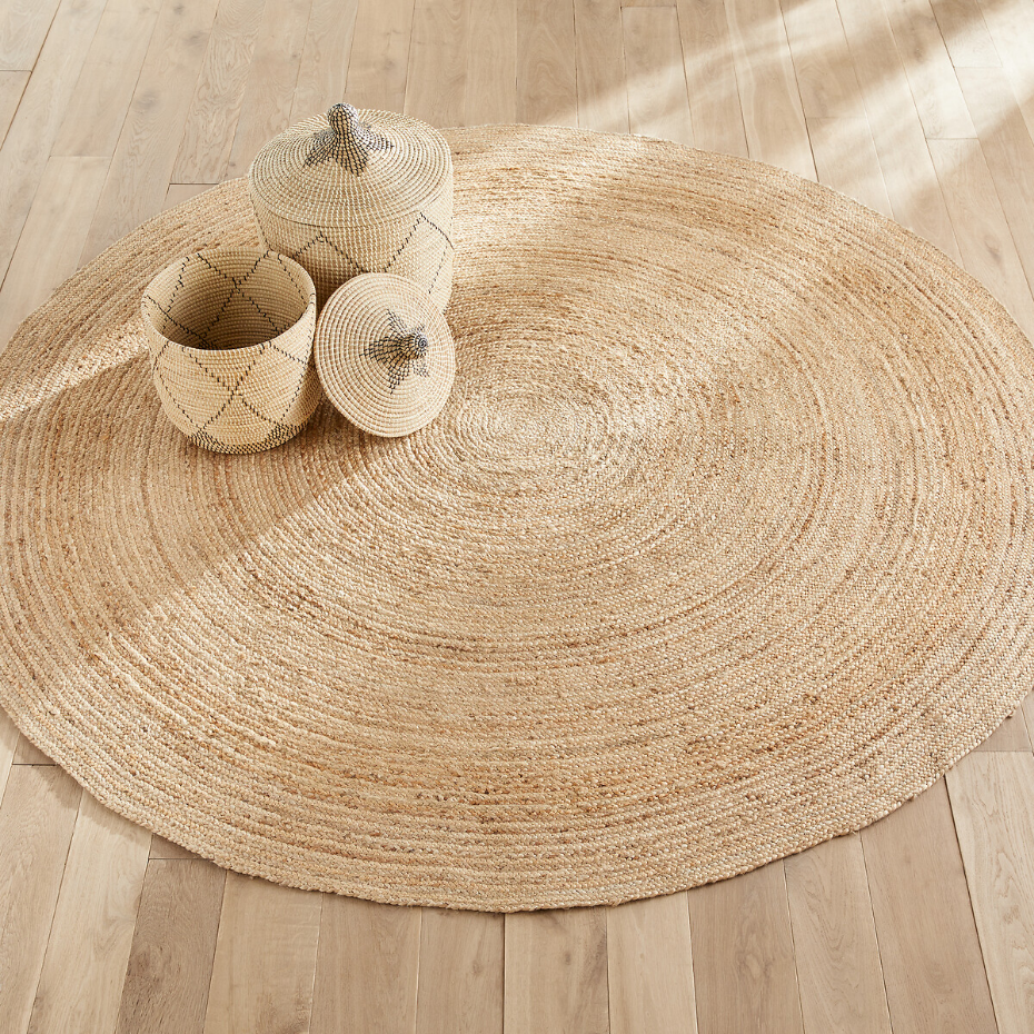 Tapis rond Ø250 cm en jute, tressé main, Hempy