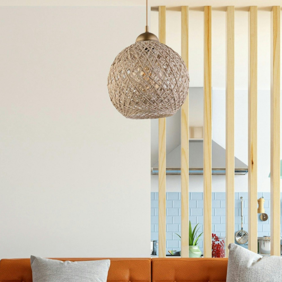 Suspension boule en jute - style bohème