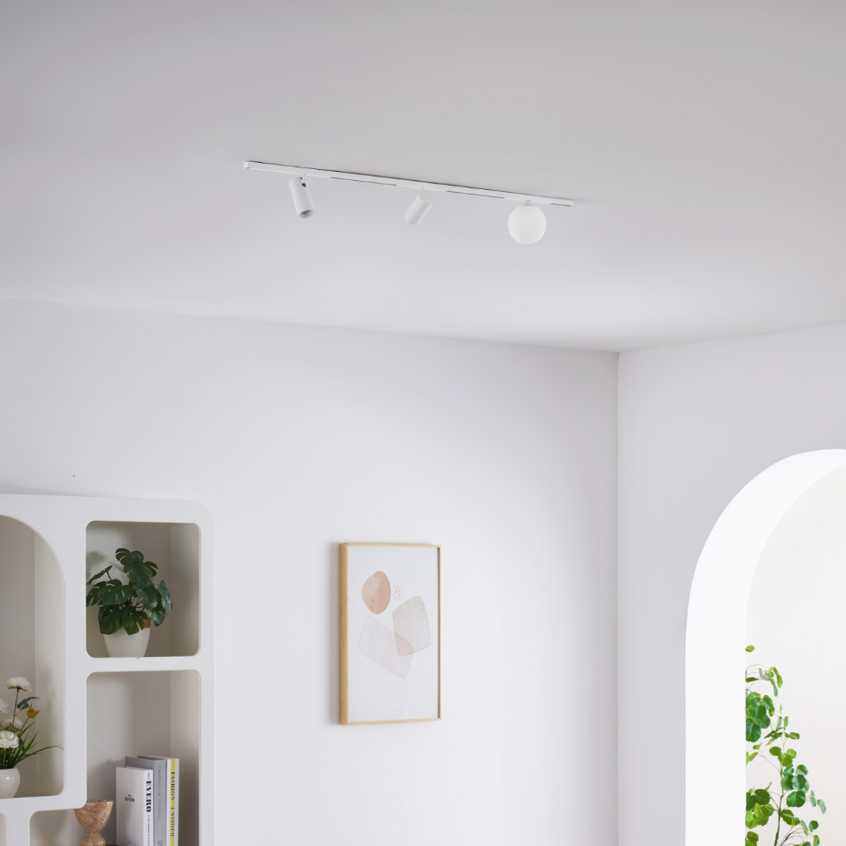 Kit rail LED 2 spots + 1 boule verre - LYNE