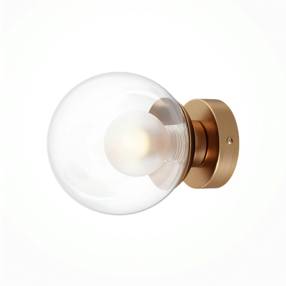 Applique globe en verre avec base or mat, 15 cm DELTONA