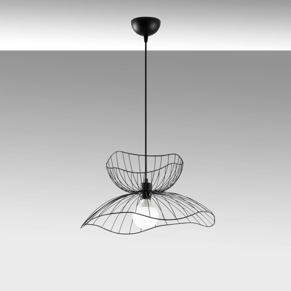 Suspension design noire filaire fleur stylisée SINOP