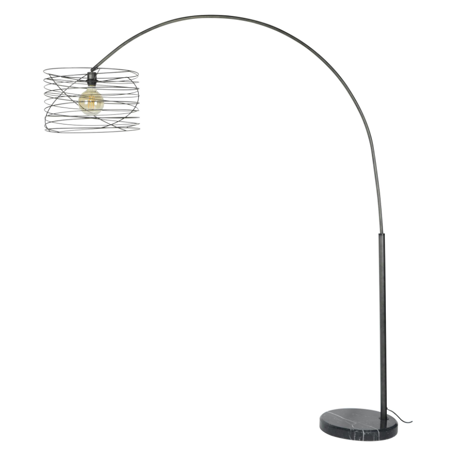 Lampadaire arc forme tourbillon anthracite noir