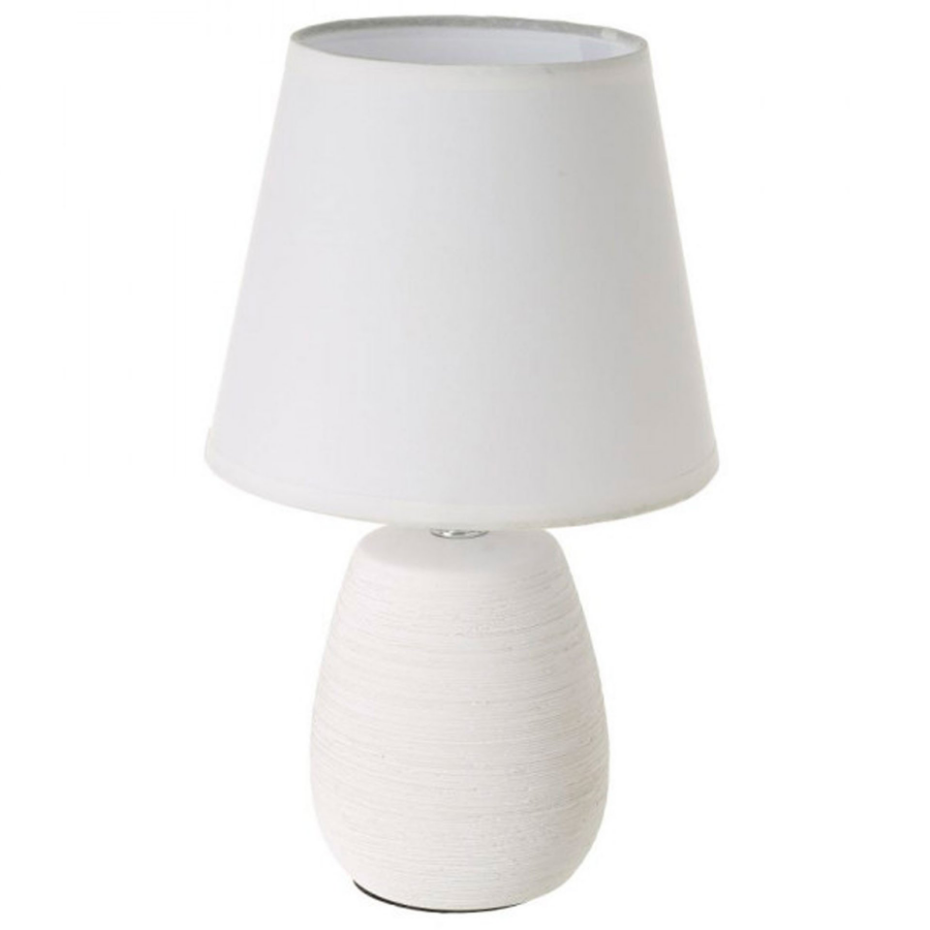 Lampe à poser ronde céramique blanche effet naturel - 17x17x27.5cm