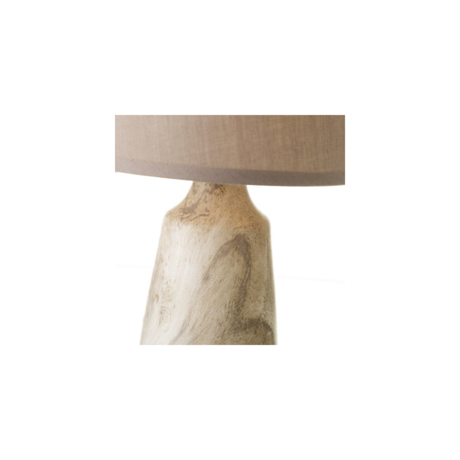 Lampe à poser ronde céramique effet bois - 16x16x27.5cm