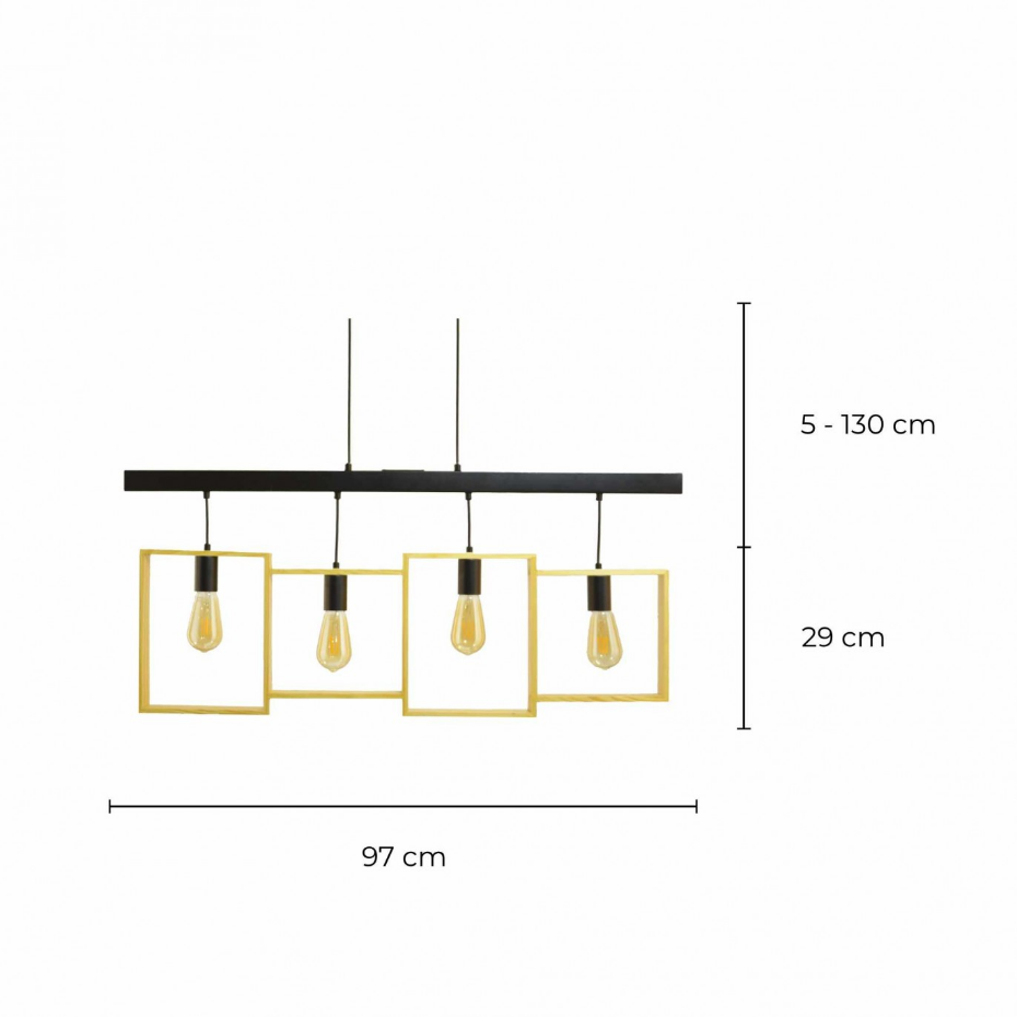 Suspension en bois d'hévéa et métal, WISSIN