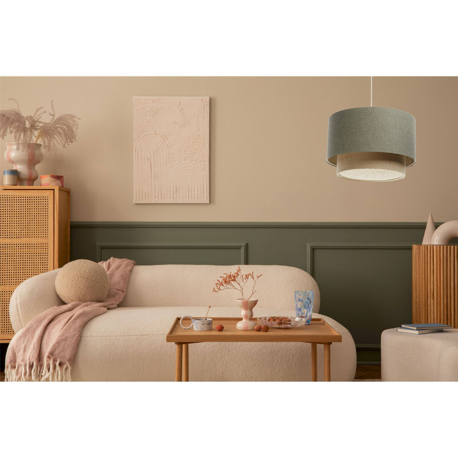 Suspension en tissu rond avec diffuseur rotin Boho Elegant