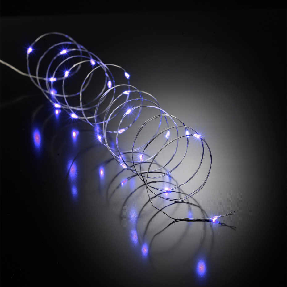 Guirlande fil cuivre 20 led bleues