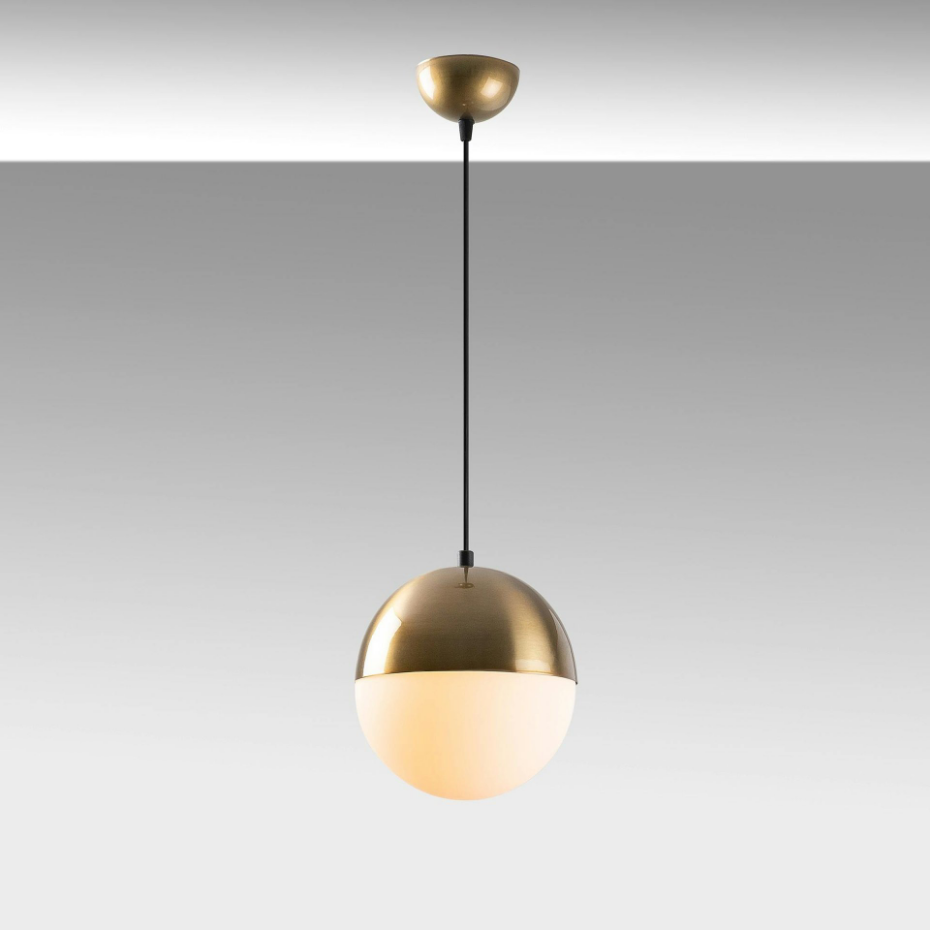Suspension vintage globe blanc & doré Ø20 cm SIERRE
