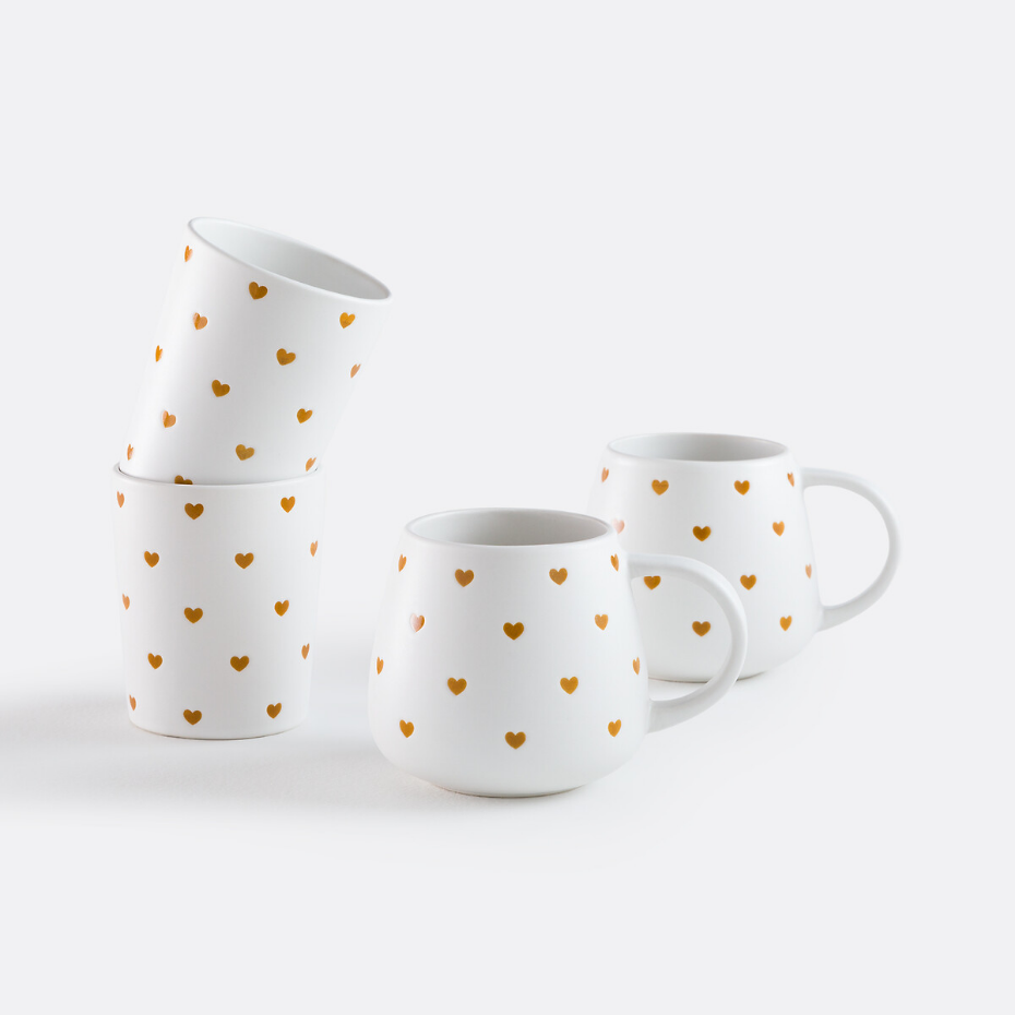 Lot de 2 tasses imprimé cœurs, SCACCO