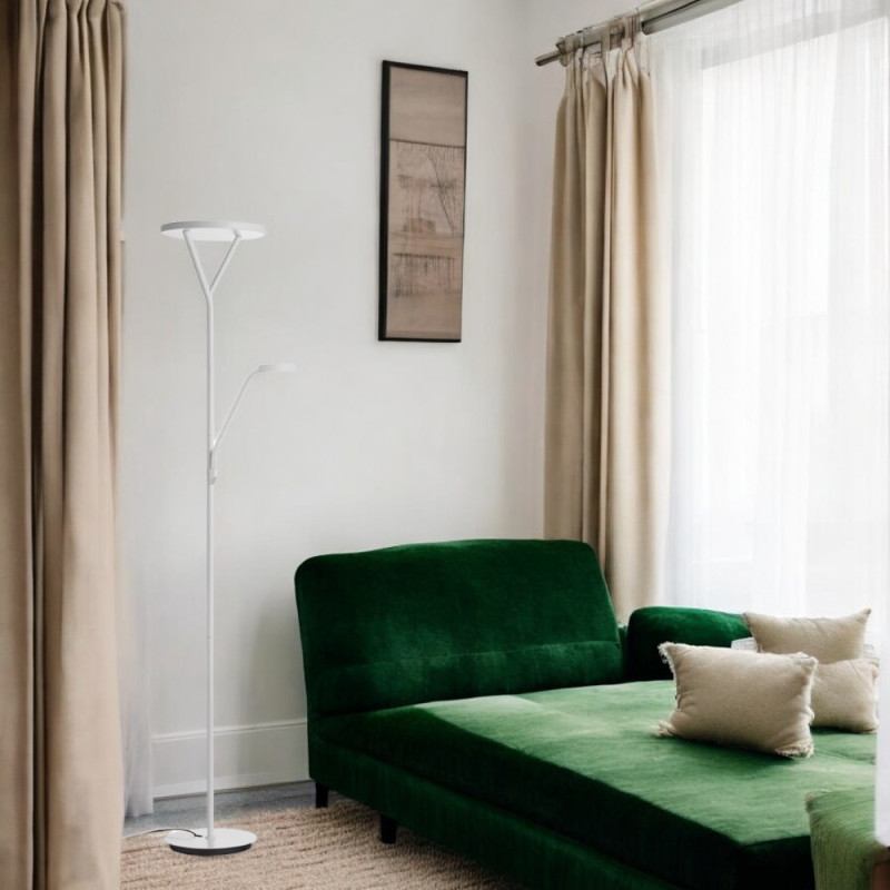 Lampadaire led avec liseuse blanc mat Plano