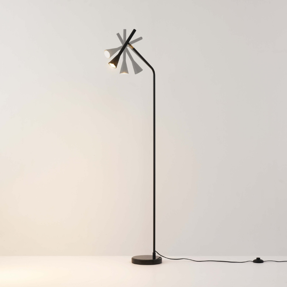 Lampadaire noir avec base en marbre - HOLEN