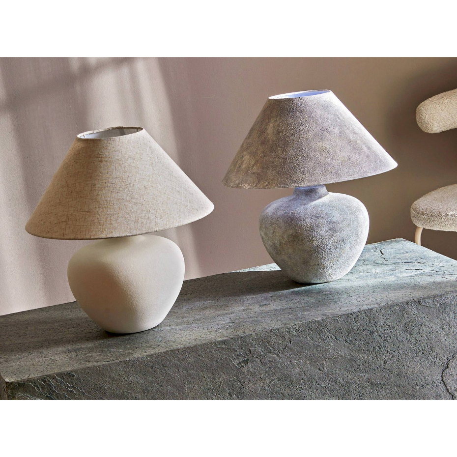 Lampe de table en céramique effet pierre ronde