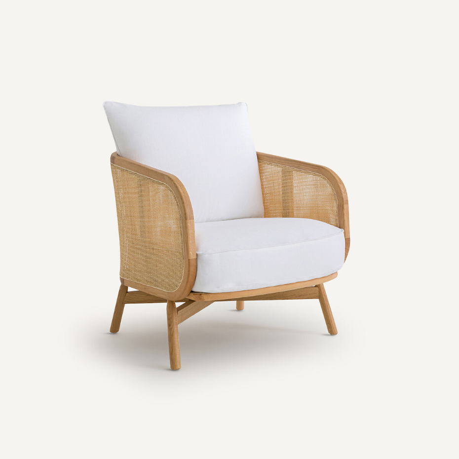 Fauteuil coton/lin Cornelius, design Emmanuel Gallina