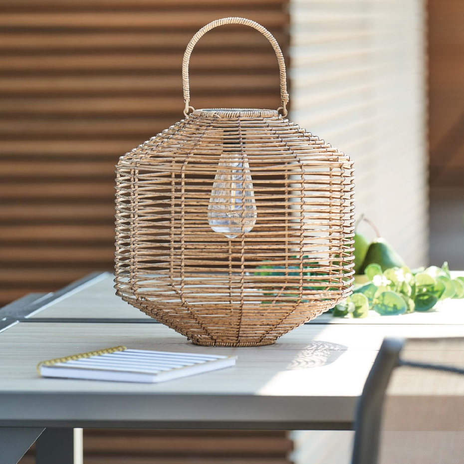 Lampe solaire d'extérieur rotin tressé CUBA