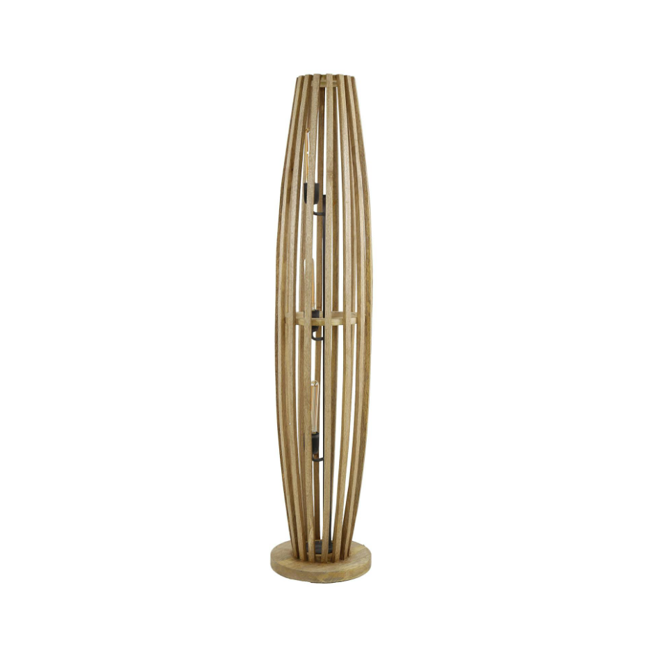 Lampadaire en bois de manguier ajouré 3 lampes LUCKNOW