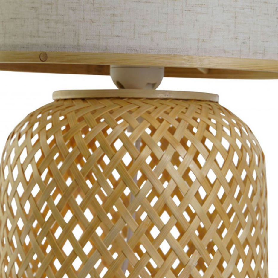 Lampe à poser bambou et abat-jour beige 26x26x39cm