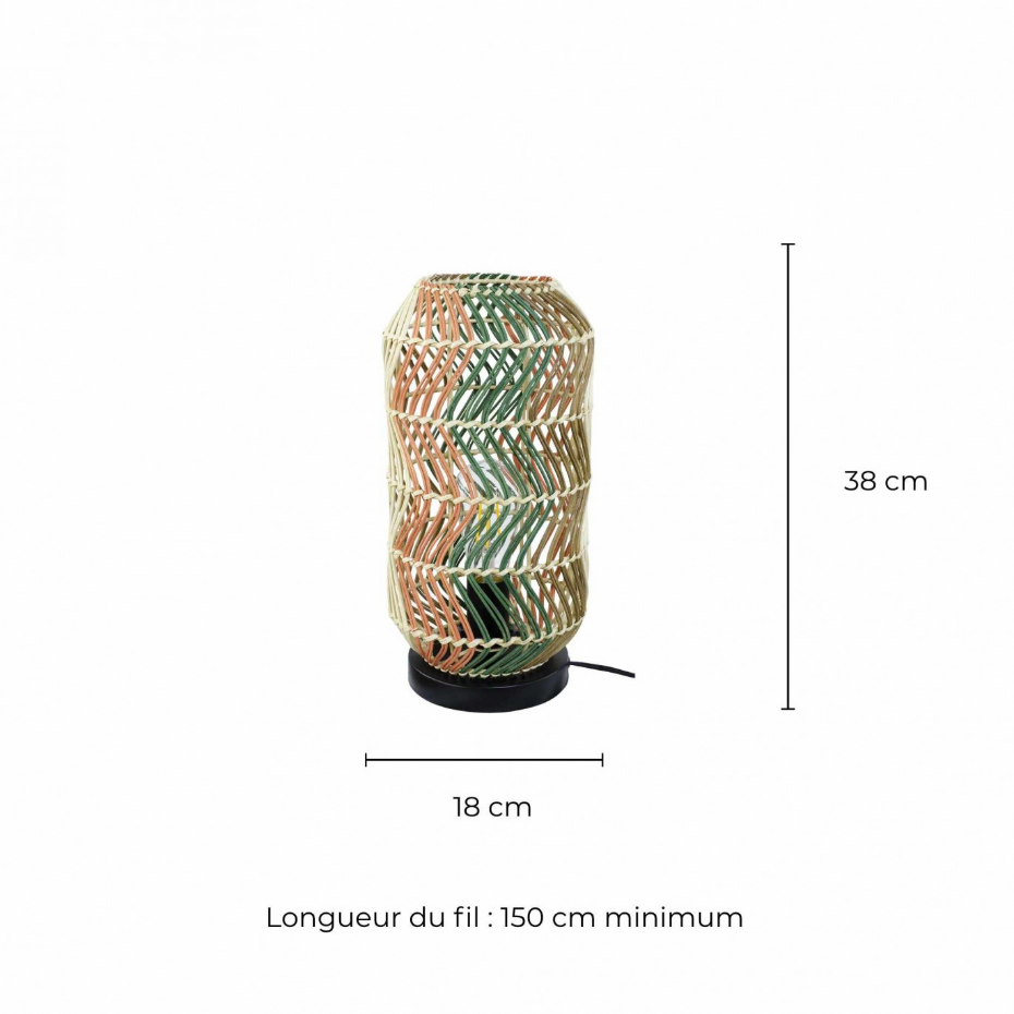 Lampe en rotin & métal, FOSCO