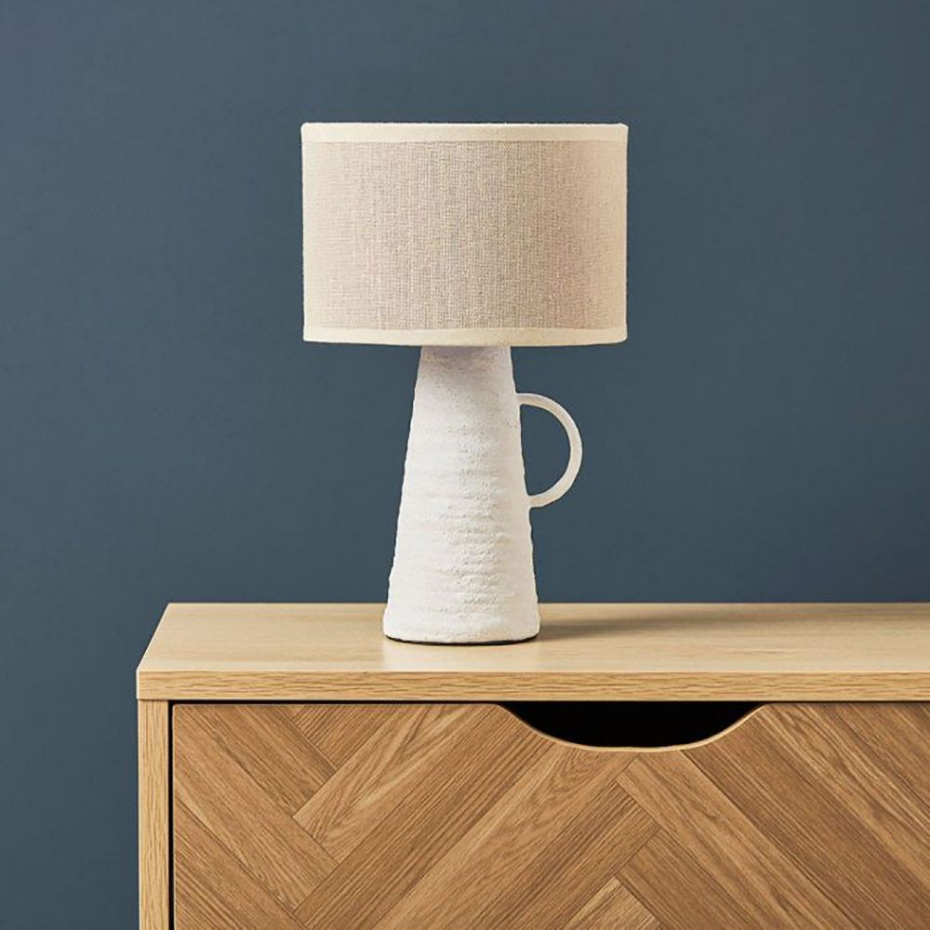 Lampe Amphore Métal Abisko Blanche Beige