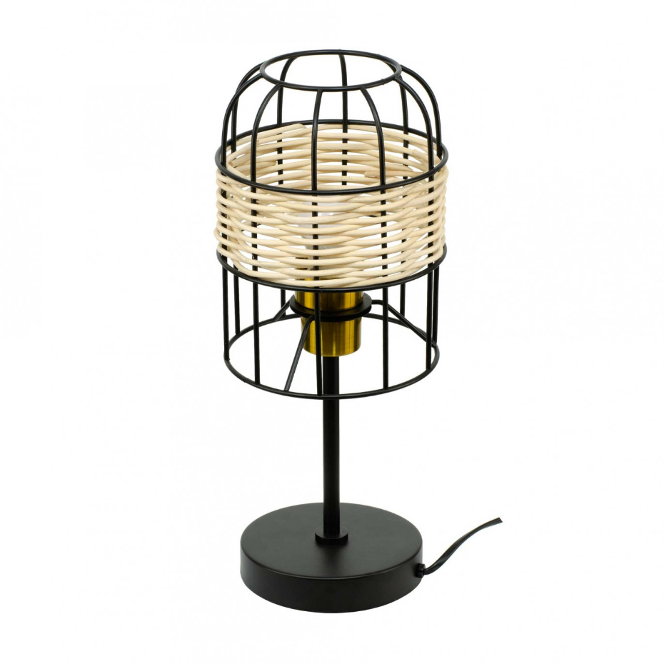Lampe à poser tactile en métal et rotin, NUSSIM